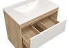 Тумба подвесная с раковиной для ванной 70 см Teymi Vitra корпус дуб фасад белый раковина Ritta 70 F16011 № 8