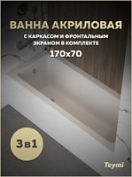 Превью фото Ванна акриловая 170х70 с каркасом и экраном фронтальным 3 в 1 Teymi Helmi Pro 170 F14955 № 1