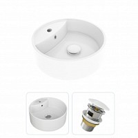 Превью фото Раковина накладная для ванной Teymi Lina S D40 в комплекте донный клапан клик-клак с переливом белый F01548 № 1