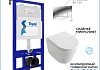 Инсталляция с унитазом комплект 5 в 1 Teymi унитаз подвесной безободковый Lori Media Vortex кнопка хром  F17340