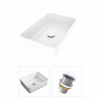 Превью фото Раковина накладная для ванной Teymi Helmi 50 в комплекте донный клапан клик-клак без перелива белый F01575 № 1