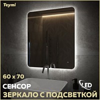 Превью фото Зеркало настенное с подсветкой в ванную Teymi Solli Oreol Pro 60х70 LED сенсор T20258 № 1