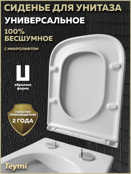 Сиденье для унитаза Teymi S40108 (совместимо T40108) быстросъемное, дюропласт, микролифт