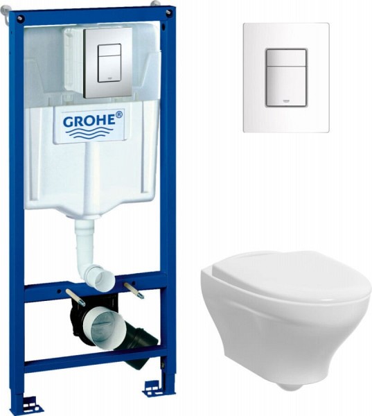 Комплект Инсталляция Grohe Rapid SL 3 в 1 с кнопкой хром + Унитаз Gustavsberg Estetic Hygienic Flush