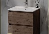 Тумба подвесная с раковиной для ванной 50 см Laina дуб темный раковина Ritta 50 F16037