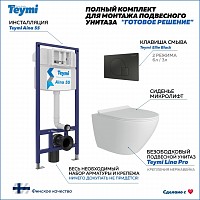Превью фото Инсталляция с унитазом комплект 5 в 1 Teymi унитаз подвесной безободковый Lina Pro кнопка черная F13875 № 1