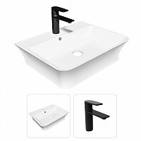 Превью фото Раковина накладная для ванной Teymi Aina 49 в комплекте смеситель черный матовый F07384 № 1