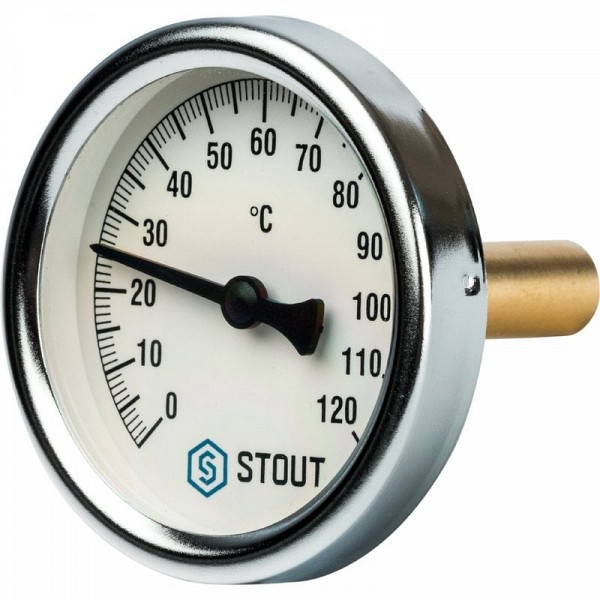 SIM-0001-635015 STOUT Термометр биметаллический с погружной гильзой. Корпус Dn 63 мм, гильза 50 мм 1/2"