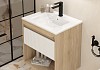 Тумба подвесная с раковиной для ванной 60 см Teymi Vitra корпус дуб фасад белый раковина Ritta 60 F16009 № 6