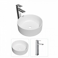Превью фото Раковина накладная для ванной Teymi Lina D41 в комплекте смеситель высокий хром F07271 № 1