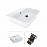 Превью фото Раковина накладная для ванной Teymi Aina 49 в комплекте донный клапан клик-клак с переливом черный F01561 № 1