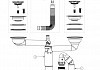 Универсальный комплект P-loc для двойной кухонной мойки D114, 4 винта, 2 перелива, слив труба вертикальная d50, слив стиральной и посудомоечных машин № 2