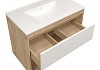 Тумба подвесная с раковиной для ванной 80 см Teymi Vitra корпус дуб фасад белый раковина Ritta 80 F16015 № 8