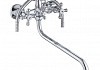 Смеситель для ванны Cronwil CP333-22 длинный поворотный S-излив, керамические кран-буксы, хром