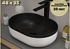 Раковина для ванной накладная Teymi Solli 48 Duo artceramic цвет черно-белый матовый T50388