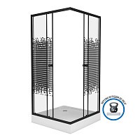 Превью фото Душевой уголок Niagara NG-009-14Q BLACK 900х900х1950 низкий поддон, стекло мозаика № 1