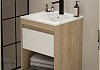 Тумба подвесная с раковиной для ванной 50 см Teymi Vitra корпус дуб фасад белый раковина Ritta 50 F16007