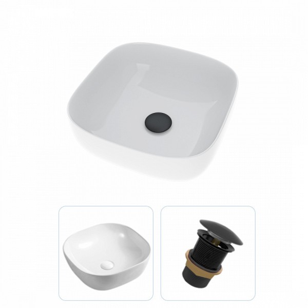Комплект Teymi 2 в 1 для ванной: раковина Solli 41 накладная + выпуск Teymi без перелива черный F01598