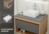 Тумба подвесная с раковиной для ванной 75 см Teymi Ritta корпус дуб фасад графит раковина Helmi Mini 38 F03404 № 16