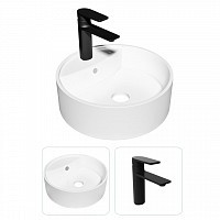 Превью фото Раковина накладная для ванной Teymi Lina S D40 в комплекте смеситель черный матовый F07379 № 1