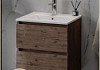 Тумба подвесная с раковиной для ванной 50 см Laina дуб темный раковина Ritta 50 F16037