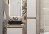 Тумба подвесная с раковиной для ванной 55 см Teymi Ritta корпус дуб фасад белый раковина Helmi Mini 48 черная матовая F15093 № 5