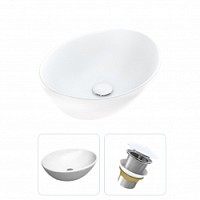 Превью фото Раковина накладная для ванной Teymi Lori 40 в комплекте донный клапан клик-клак без перелива белый F01584 № 1