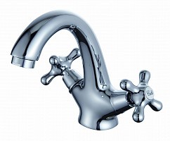 Превью фото Смеситель на раковину Diadonna D80-110314 двуручковый, хром, крепление гайка № 1