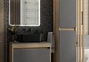 Тумба подвесная с раковиной для ванной 65 см Teymi Ritta корпус дуб фасад графит раковина Helmi Mini 40 черная матовая F15104 № 3
