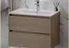 Тумба подвесная с раковиной для ванной 70 см Laina дуб светлый раковина Ritta 70 F16034