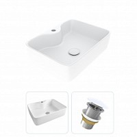 Превью фото Раковина накладная для ванной Teymi Helmi S 48 в комплекте донный клапан клик-клак без перелива белый F01574 № 1