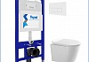 Инсталляция с унитазом комплект 5 в 1 Teymi унитаз подвесной безободковый Solli Pro кнопка белая F15723 № 2