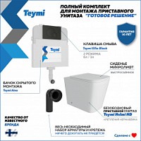 Превью фото Унитаз приставной с бачком скрытого монтажа комплект 5 в 1 Teymi кнопка черная унитаз Helmi HD F00768 № 1