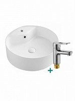 Превью фото Раковина накладная со смесителем (Azario AZ-3018 SP + смеситель для раковины Potato Slot P10150) комплект 2 в 1, AZ3018SP_P10150 № 1