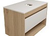 Тумба подвесная с раковиной для ванной 75 см Teymi Ritta корпус дуб фасад белый раковина Helmi Mini 38 смеситель хром F09288 № 21