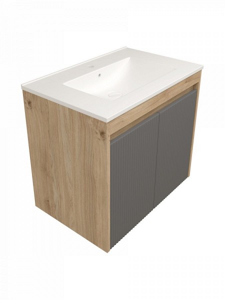 Фасад для тумбы в ванную 70 см Teymi Netta цвет графит волна T60621