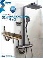 Превью фото Душевая система с тропическим душем и смесителем Teymi Kati Forte графит T10241 № 1